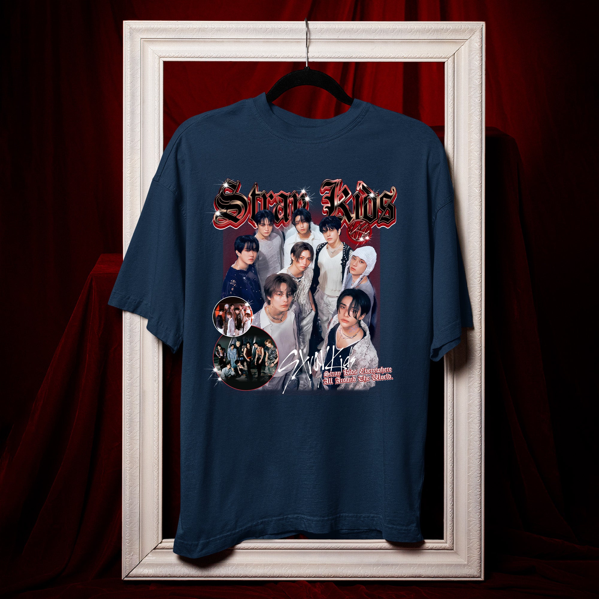Stray Kids Print T-Shirt - Hang view, Y2K kpop concert tee