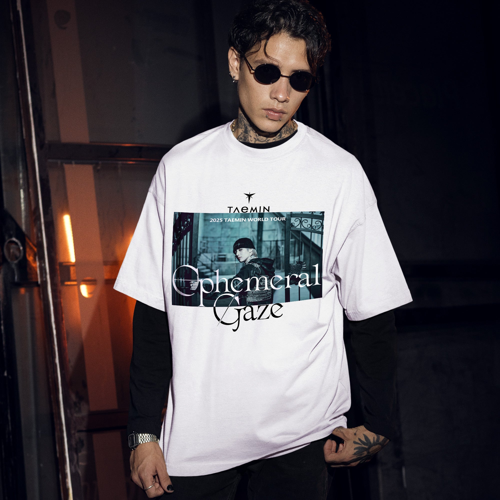 Taemin 2025 Solo Tour T-Shirt - Men Front view, Y2K kpop concert tee