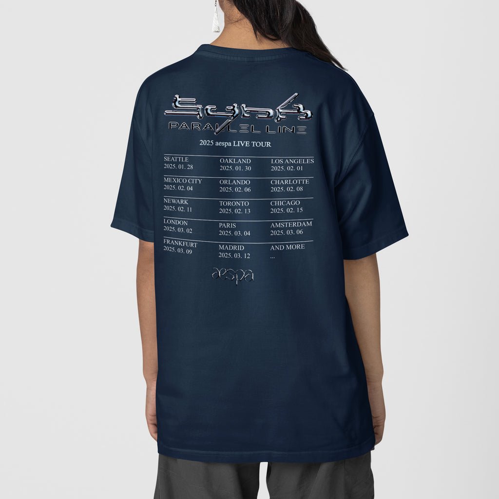 AESPA World Tour 2025 in US T-Shirt - Back view, Y2K kpop concert tee