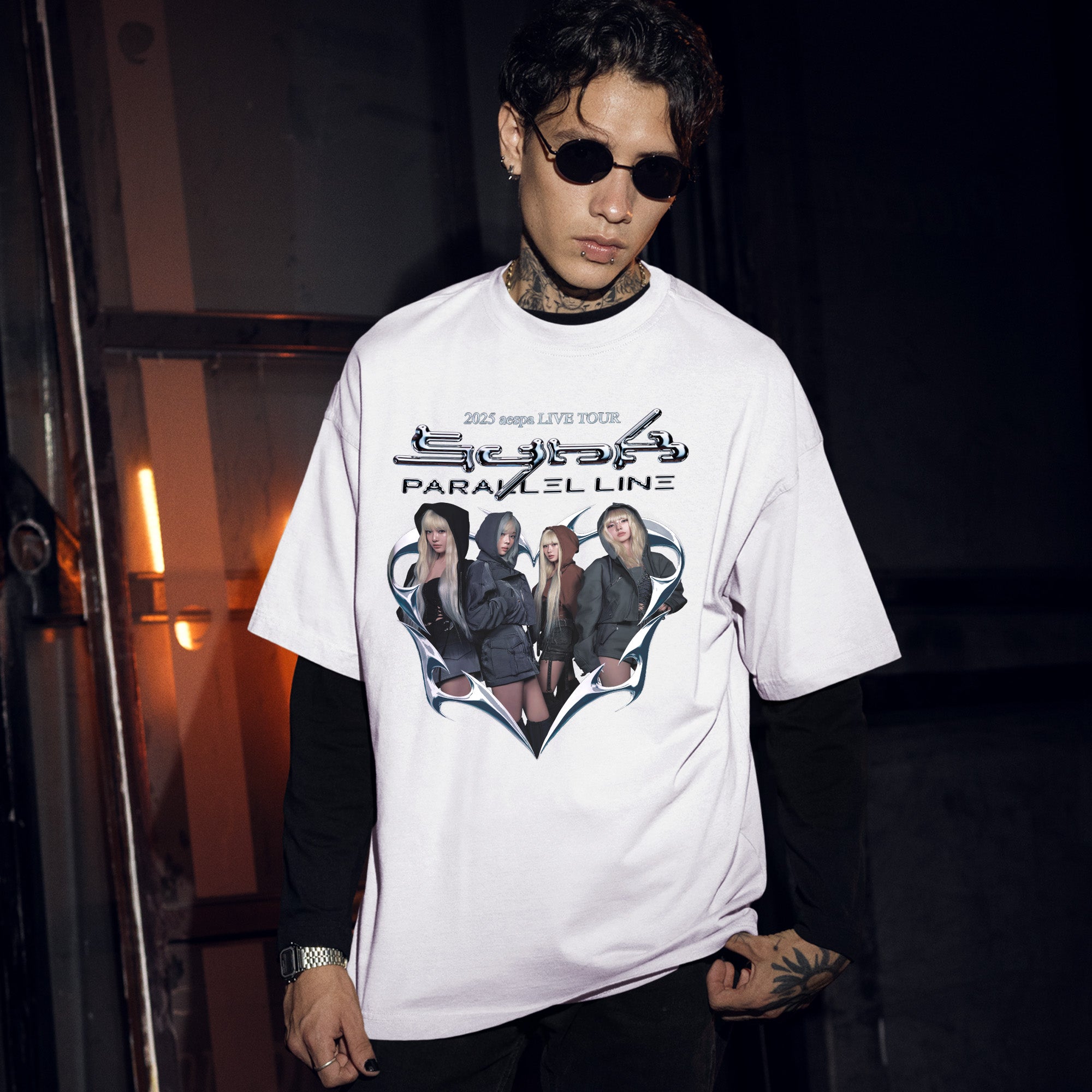 AESPA World Tour 2025 in US T-Shirt - Men Front view, Y2K kpop concert tee