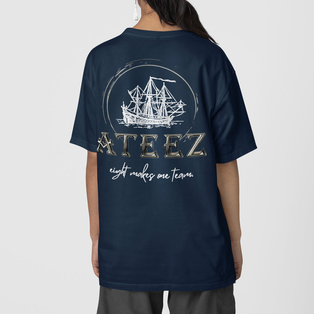 ATEEZ Eight Makes One Team T-Shirt - Back view, Y2K kpop concert tee