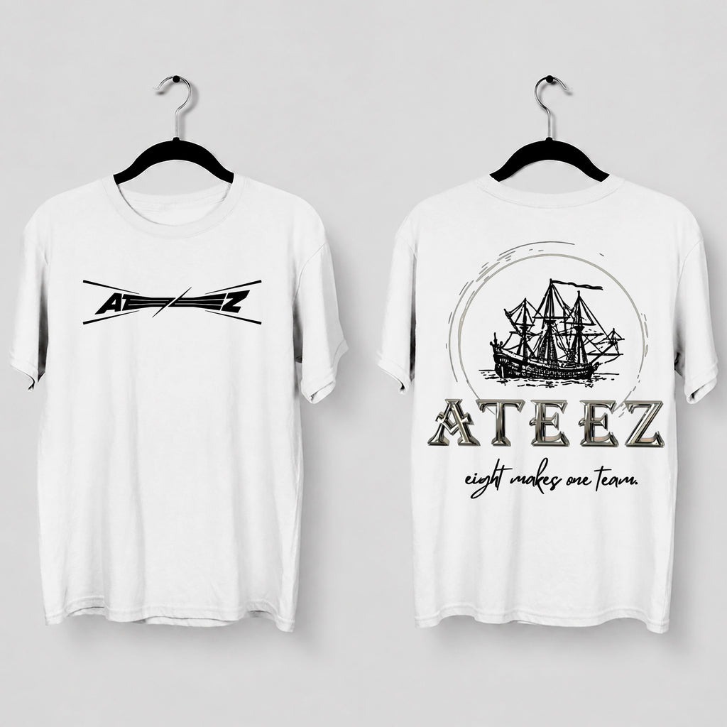 ATEEZ Eight Makes One Team T-Shirt - Main view, Y2K kpop concert tee