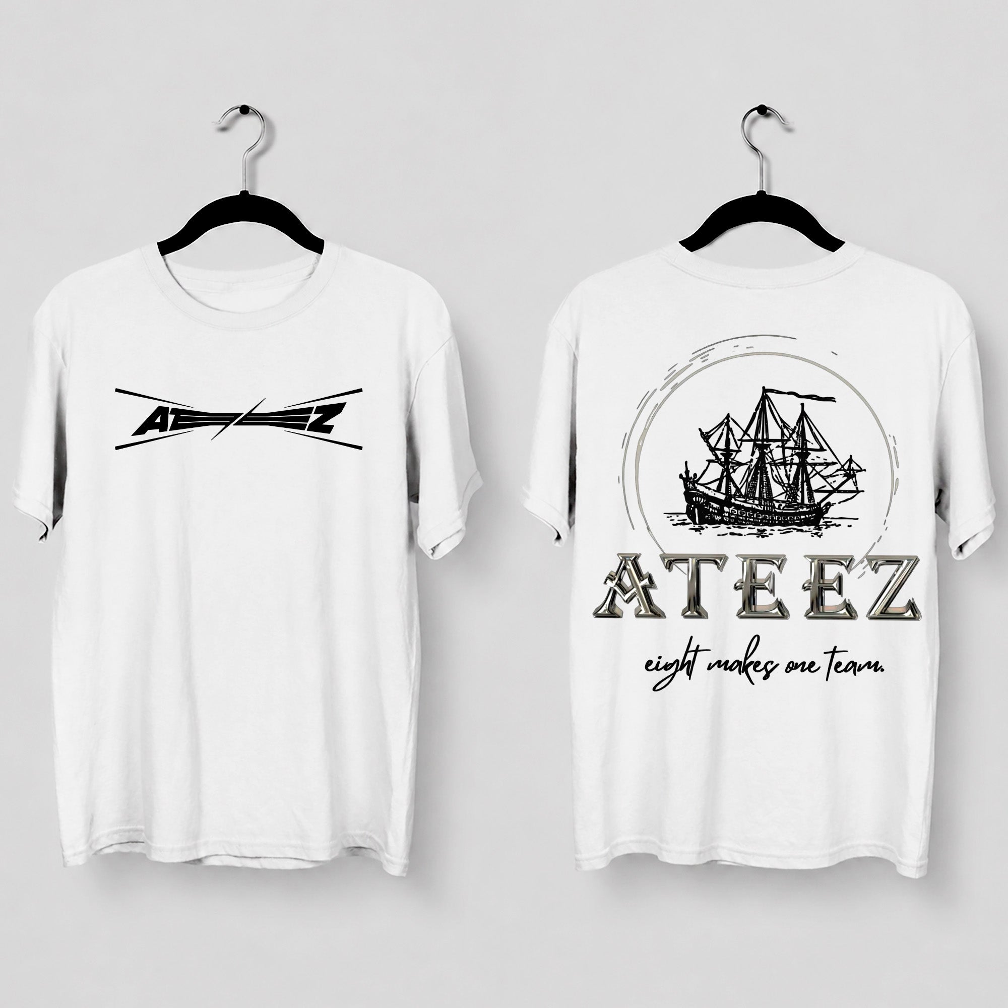 ATEEZ Eight Makes One Team T-Shirt - Main view, Y2K kpop concert tee