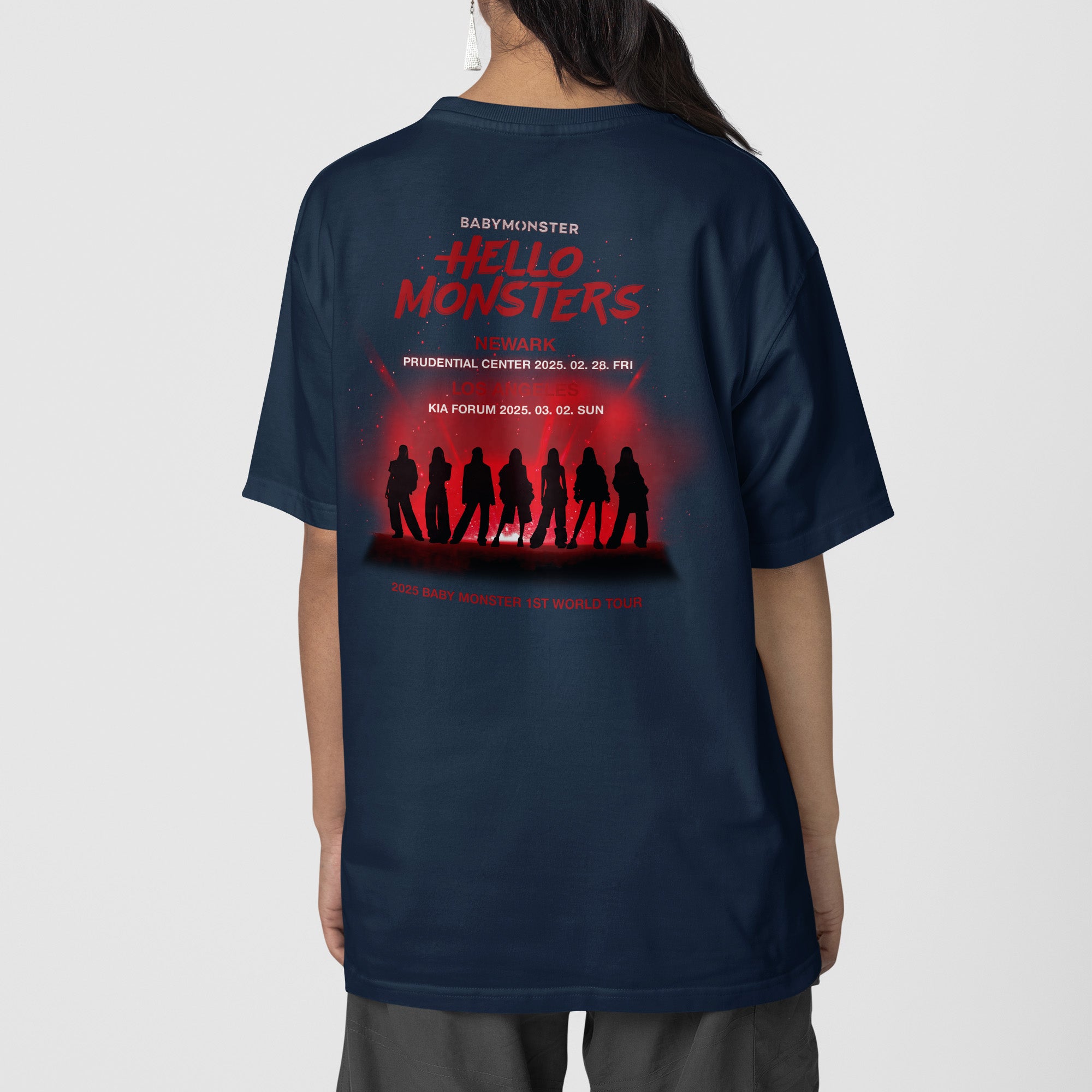BABYMONSTER 2025 World Tour In US T-Shirt - Back view, Y2K kpop concert tee