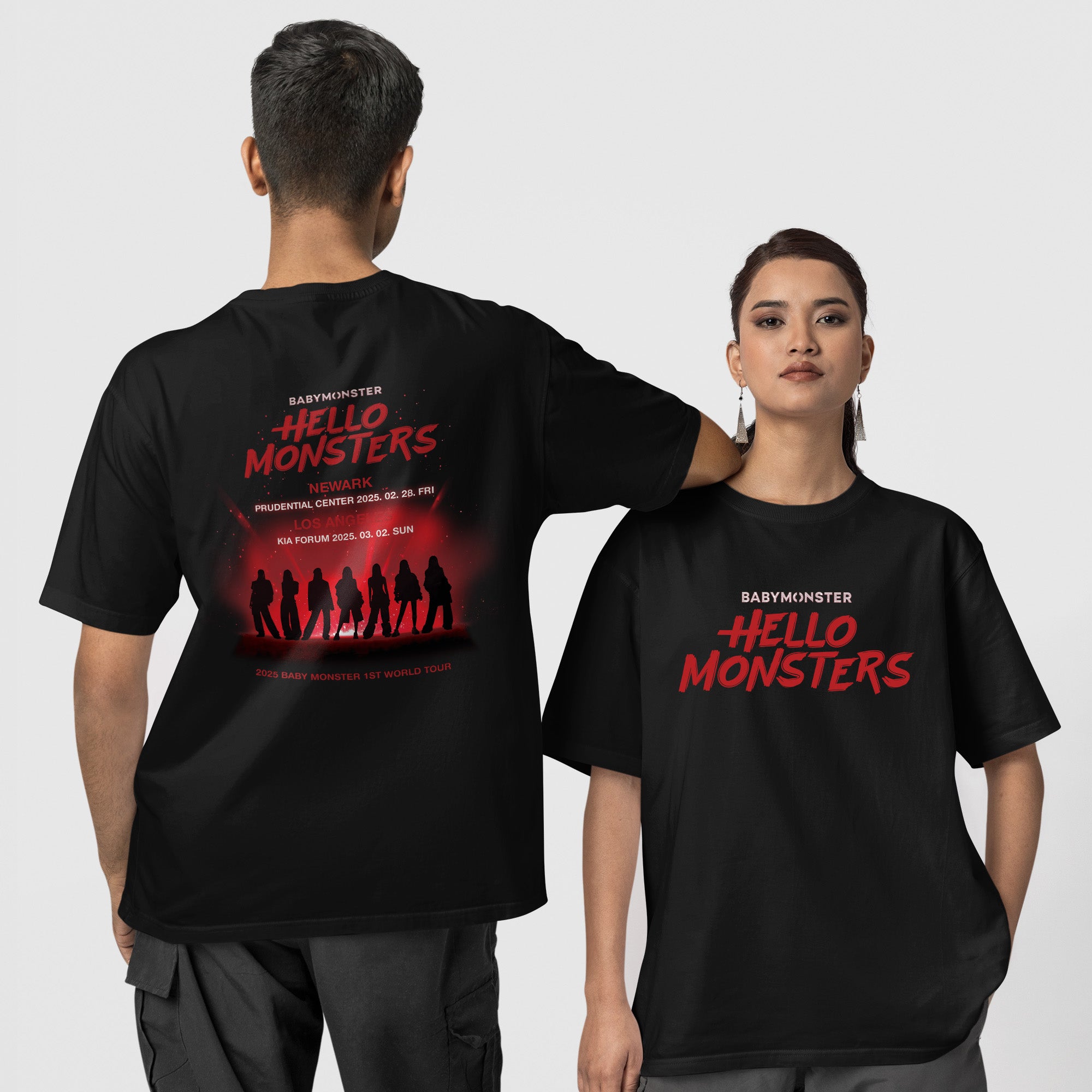 BABYMONSTER 2025 World Tour In US T-Shirt - Couple 1 view, Y2K kpop concert tee