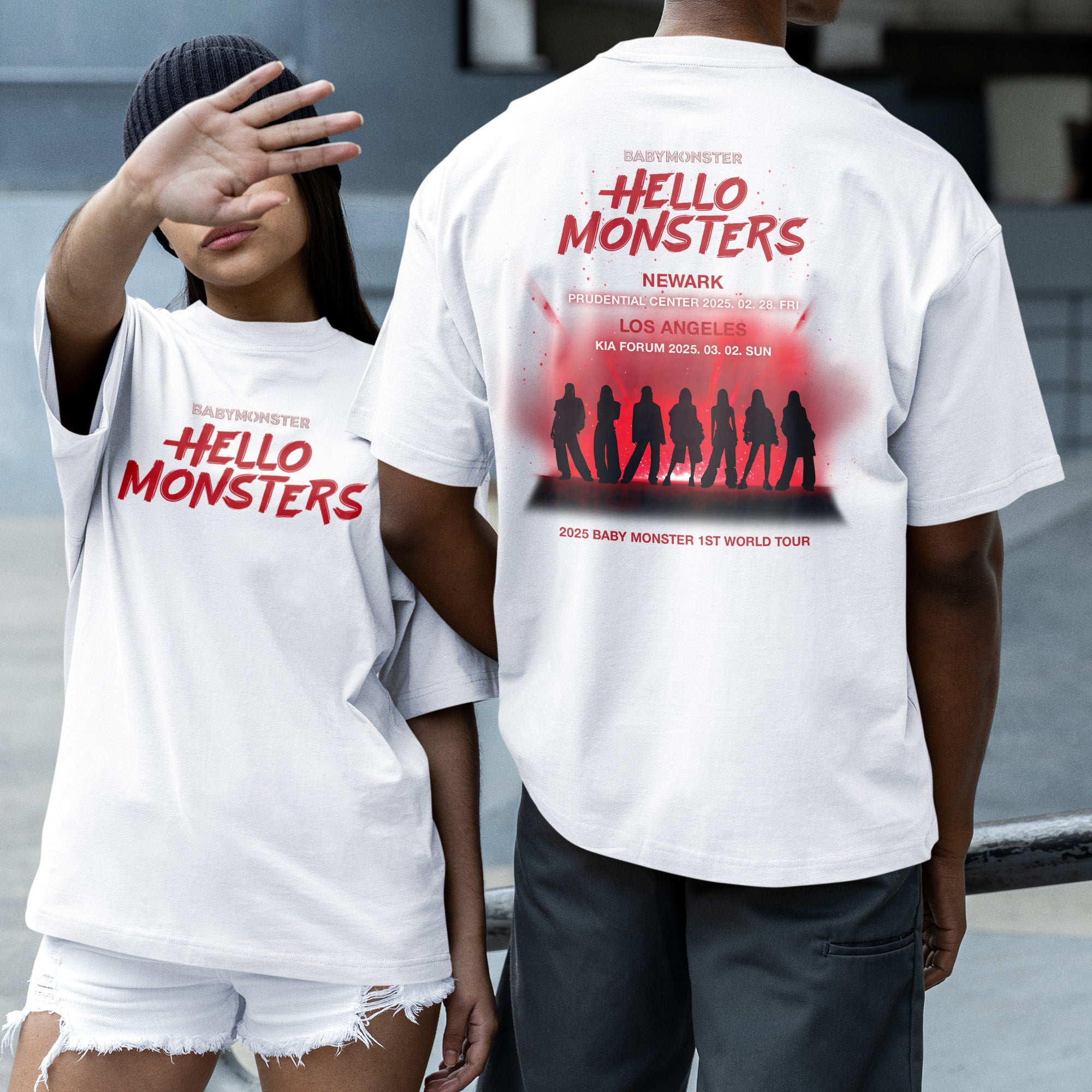 BABYMONSTER 2025 World Tour In US T-Shirt - Couple 2 view, Y2K kpop concert tee