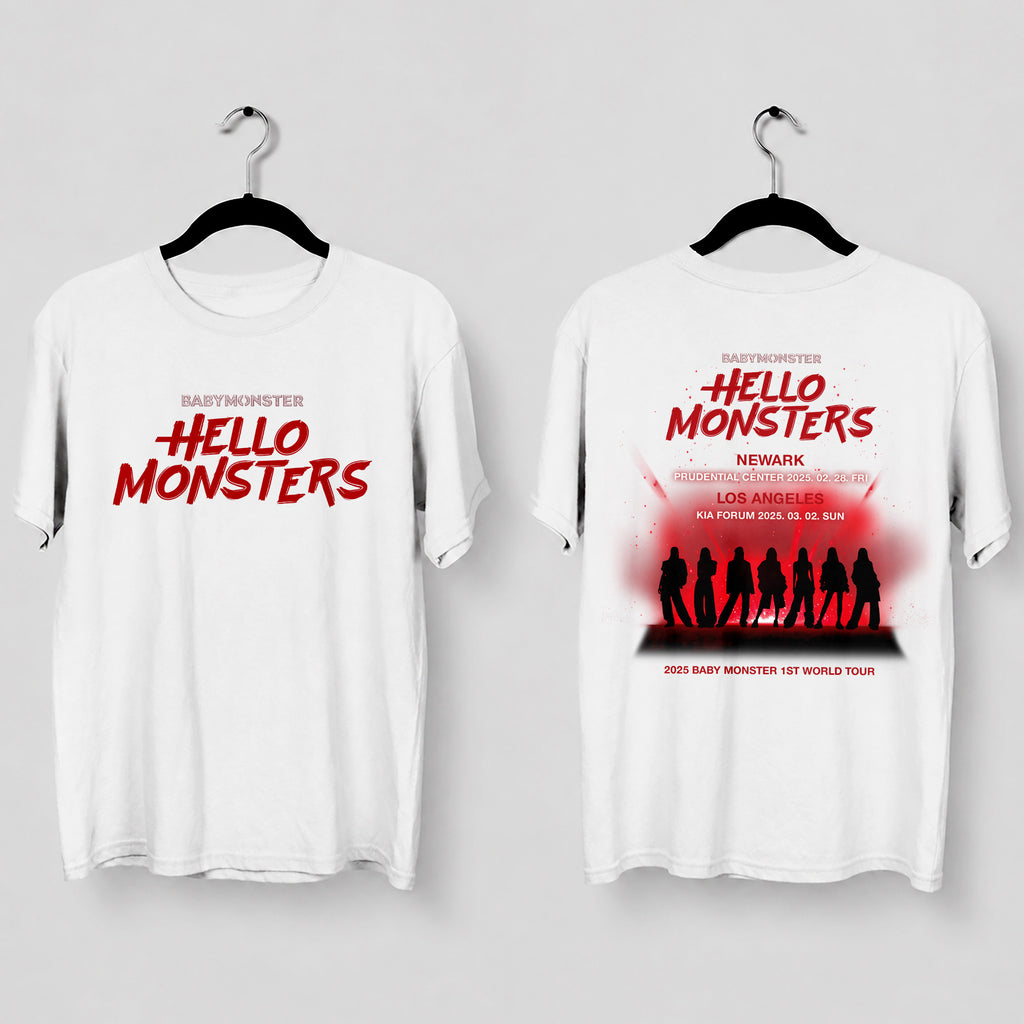 BABYMONSTER 2025 World Tour In US T-Shirt - Main view, Y2K kpop concert tee