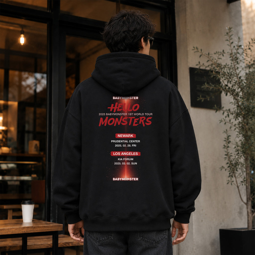 BABYMONSTER 2025 tour in US Hoodie - Men Back view, Y2K kpop concert hoodie