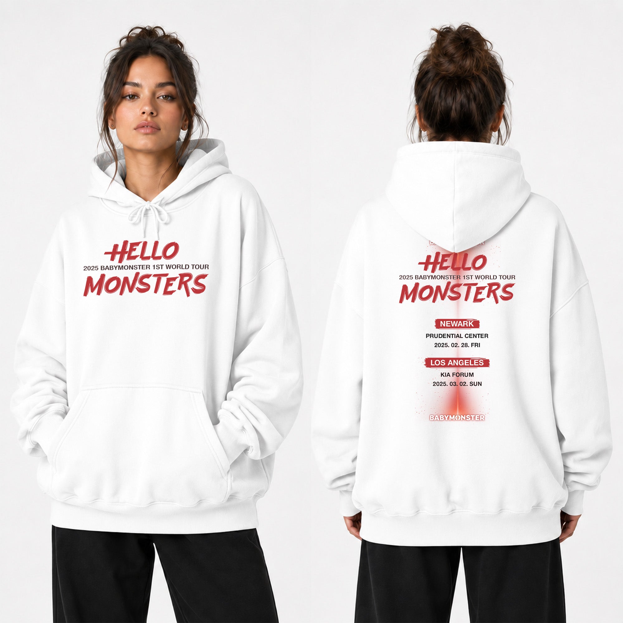 BABYMONSTER 2025 tour in US Hoodie - Women view, Y2K kpop concert hoodie