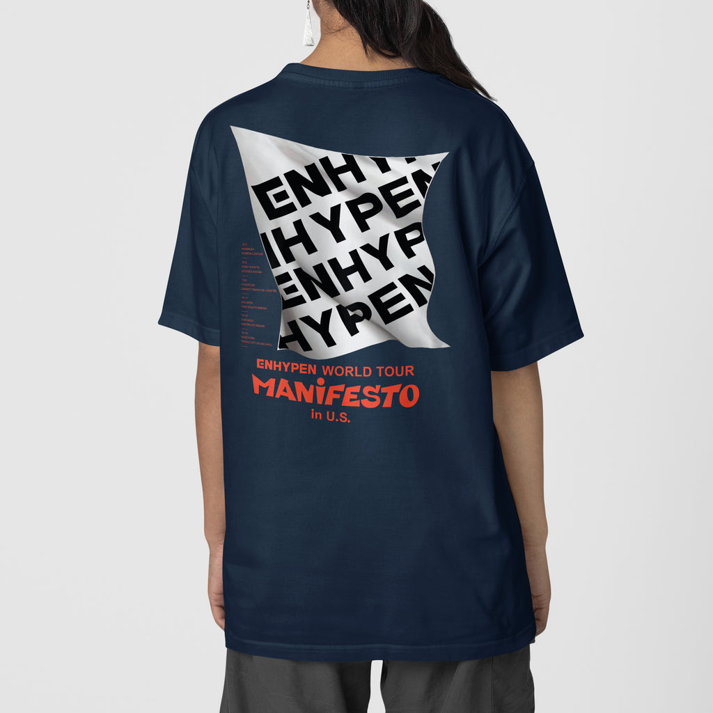 ENHYPEN Manifesto World Tour T-Shirt - Back view, Y2K kpop concert tee