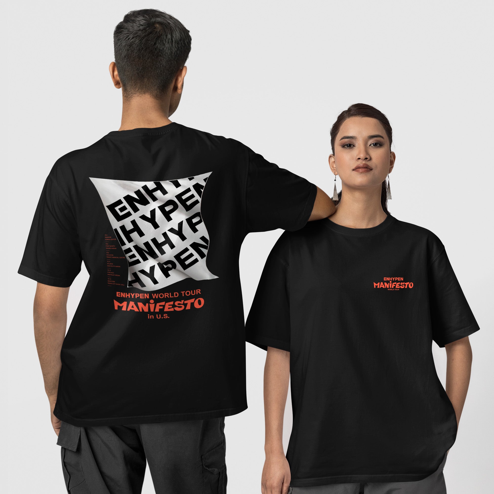 ENHYPEN Manifesto World Tour T-Shirt - Couple 1 view, Y2K kpop concert tee