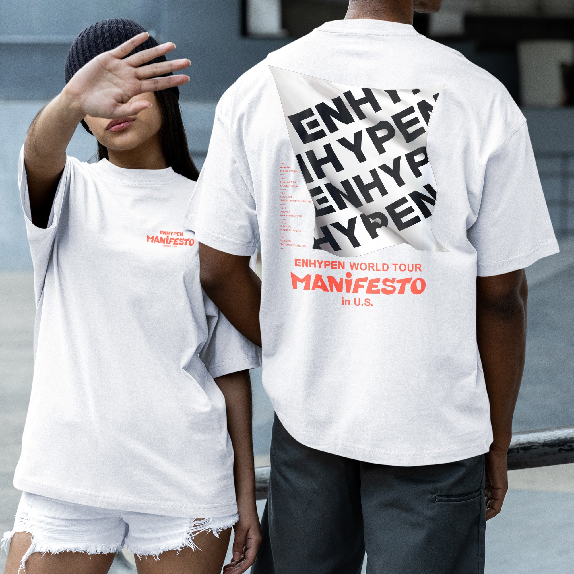 ENHYPEN Manifesto World Tour T-Shirt - Couple 2 view, Y2K kpop concert tee