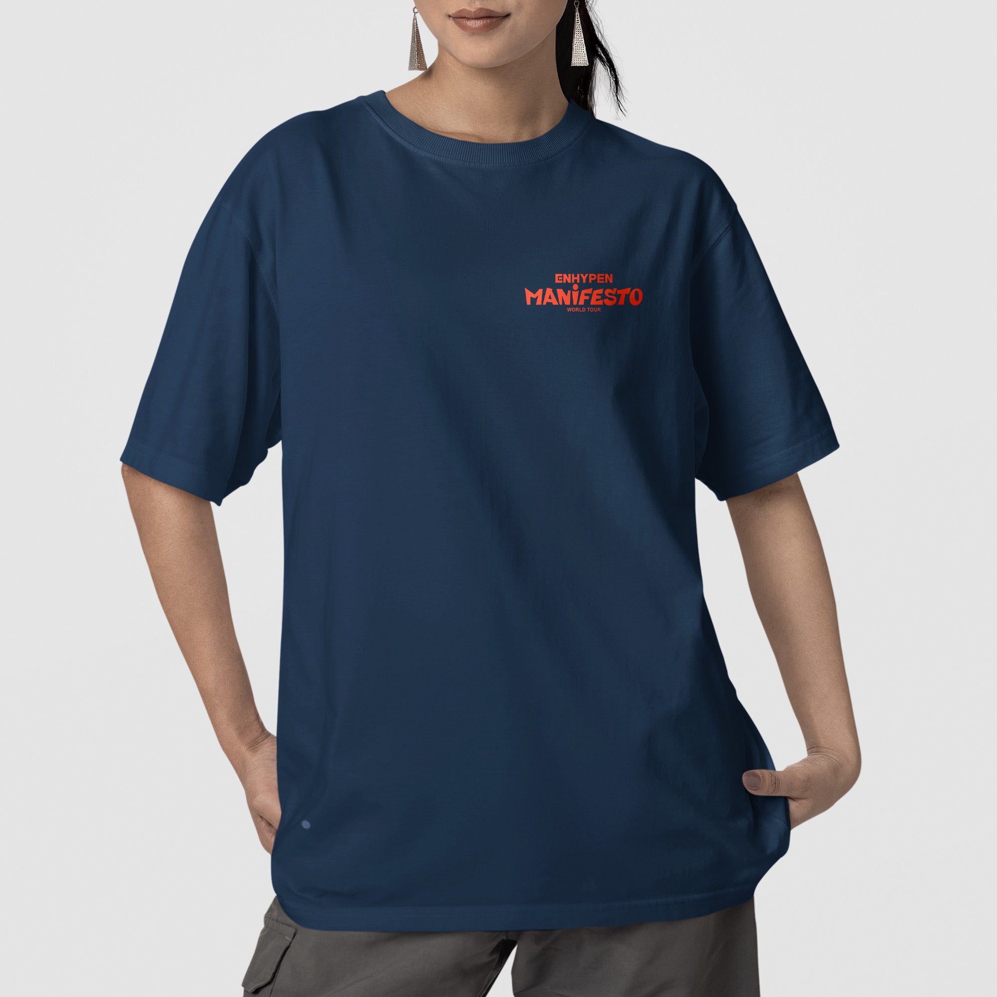 ENHYPEN Manifesto World Tour T-Shirt - Front view, Y2K kpop concert tee