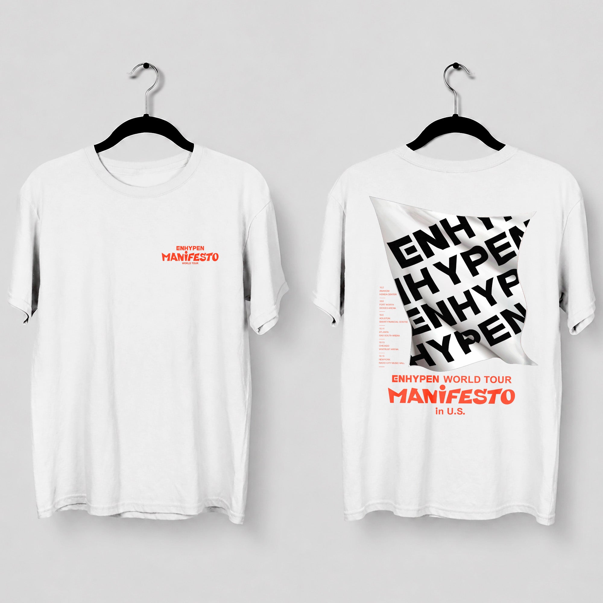 ENHYPEN Manifesto World Tour T-Shirt - Main view, Y2K kpop concert tee
