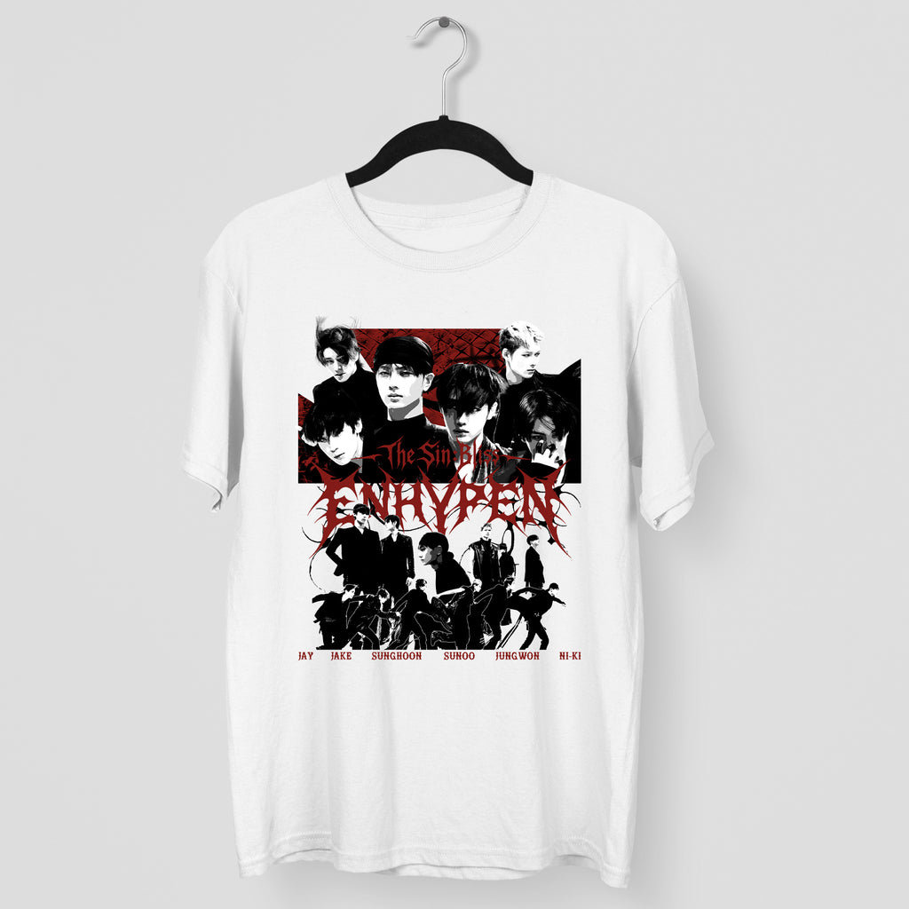 ENHYPEN THE SIN BLISS Member Graphic T-Shirt - Main view, Y2K kpop concert tee