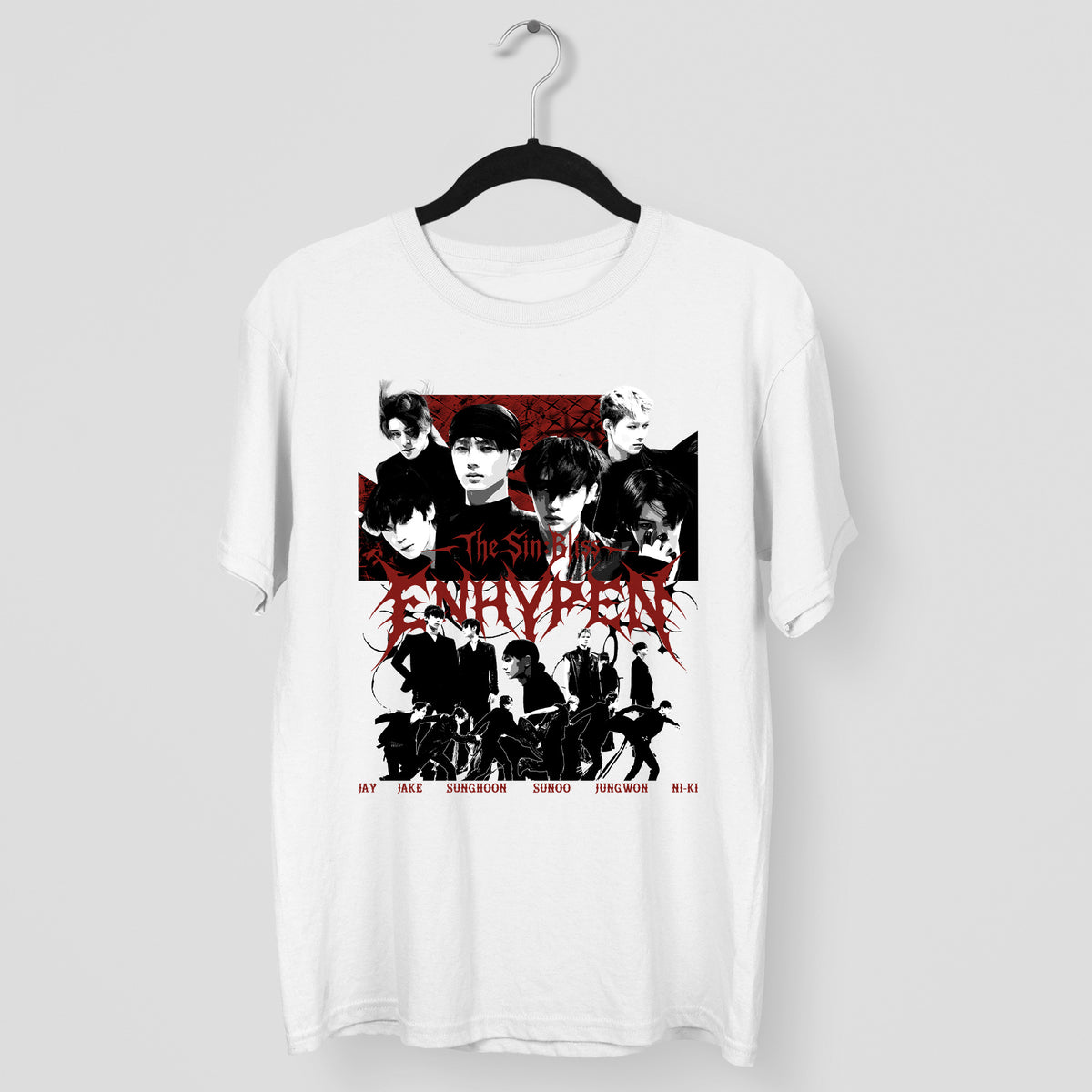 ENHYPEN THE SIN BLISS Member Graphic T-Shirt - Main view, Y2K kpop concert tee