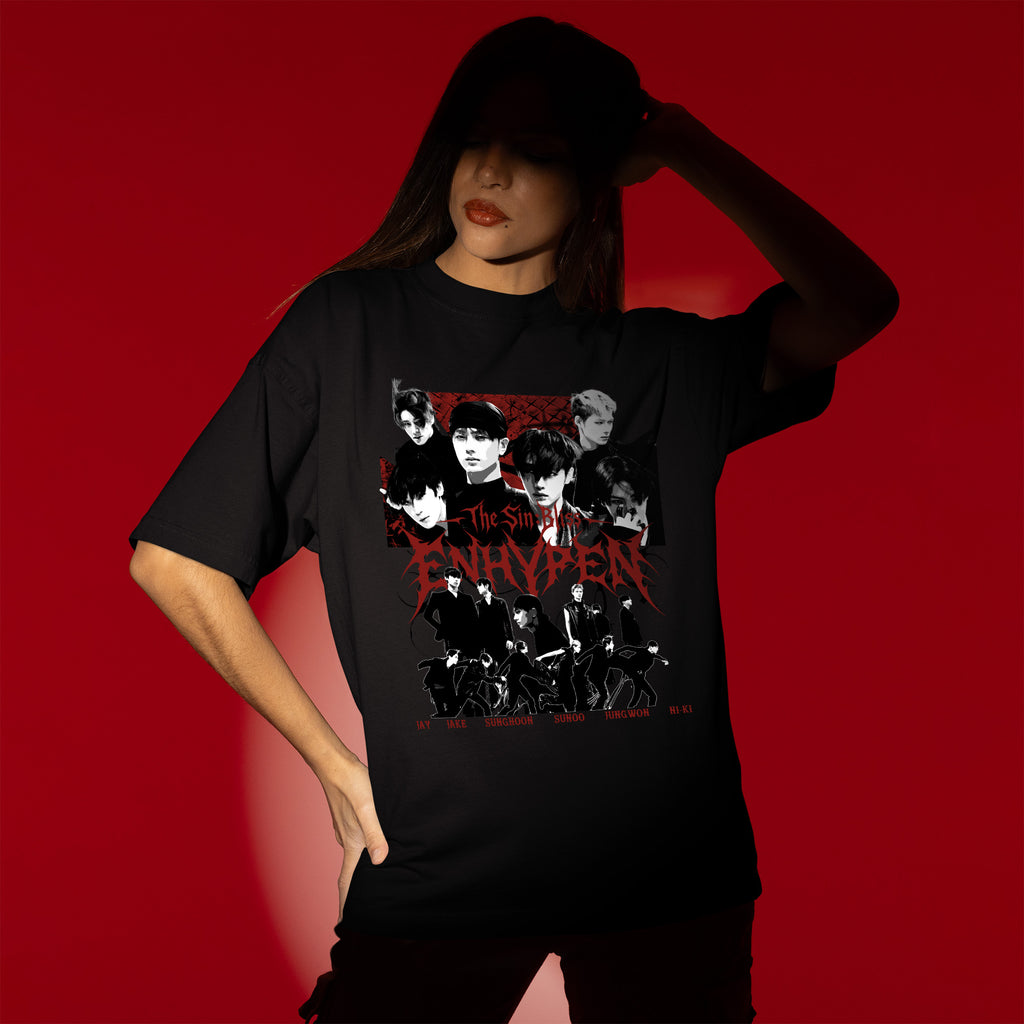 ENHYPEN THE SIN BLISS Member Graphic T-Shirt - Women view, Y2K kpop concert tee