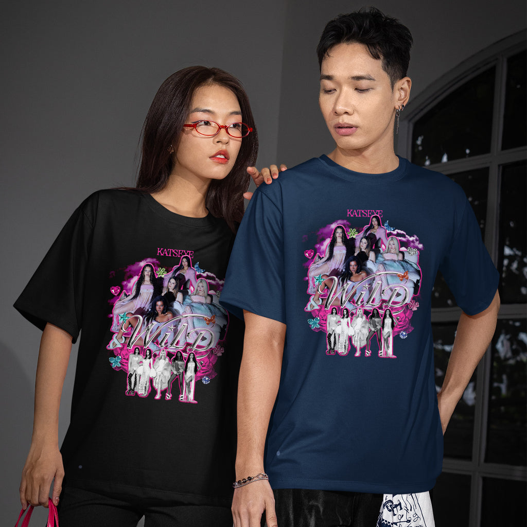 KATSEYE Graphic WILD T-Shirt - Couple view, Y2K kpop concert tee