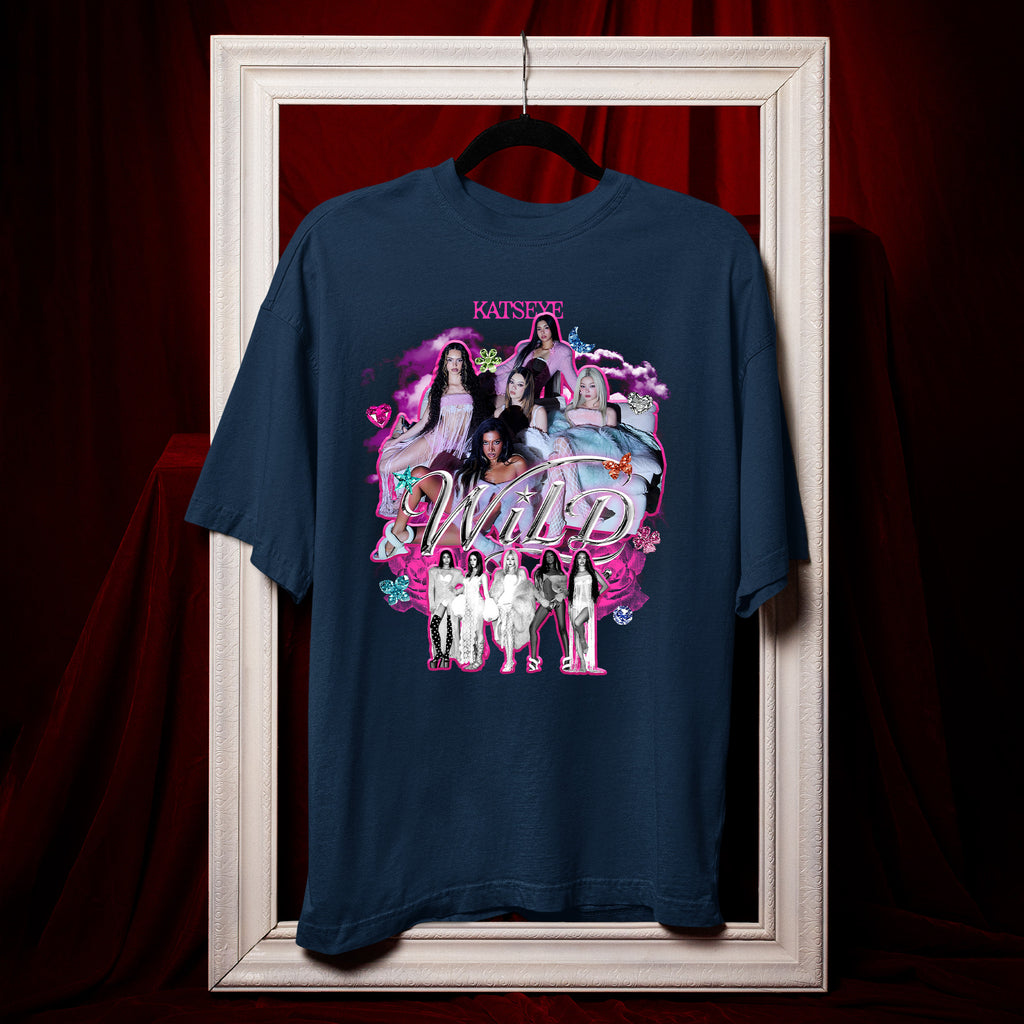KATSEYE Graphic WILD T-Shirt - Hang view, Y2K kpop concert tee