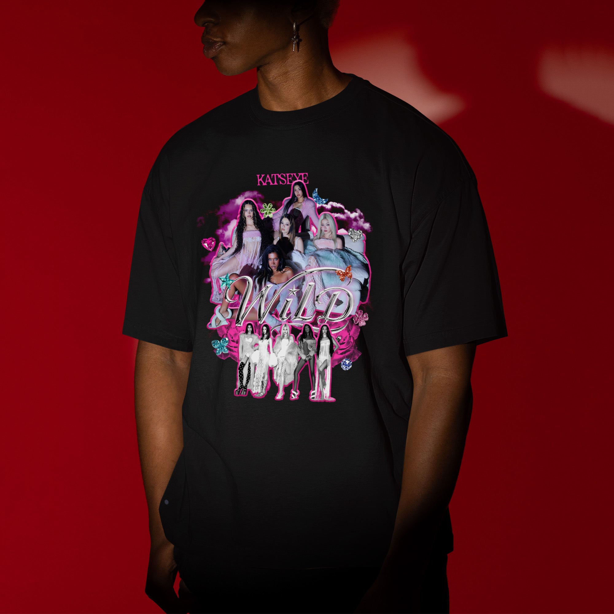 KATSEYE Graphic WILD T-Shirt - Men view, Y2K kpop concert tee