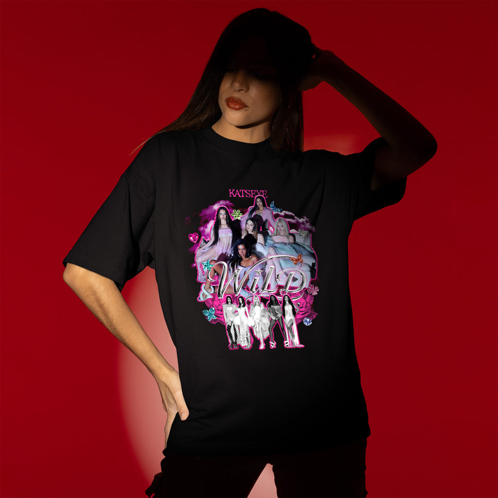 KATSEYE Graphic WILD T-Shirt - Women view, Y2K kpop concert tee