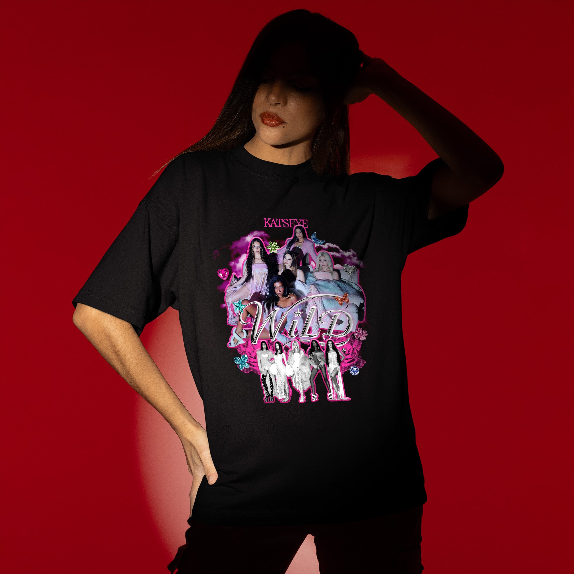 KATSEYE Graphic WILD T-Shirt - Women view, Y2K kpop concert tee