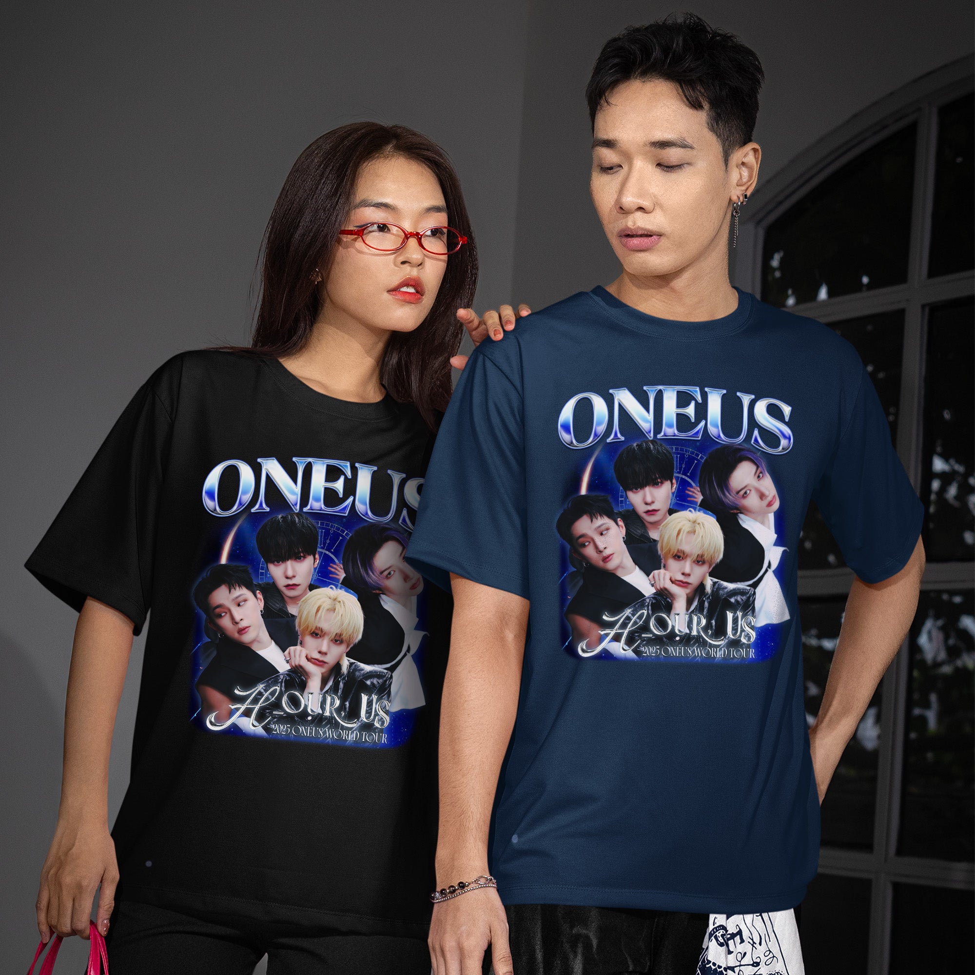 ONEUS Graphic T-Shirt - Couple view, Y2K kpop concert tee
