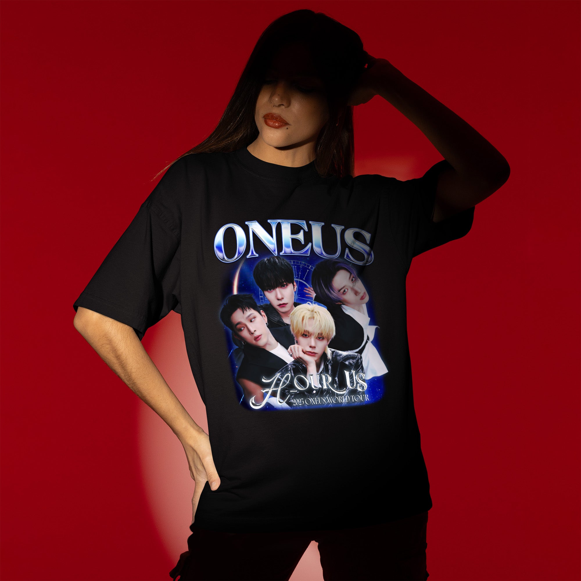 ONEUS Graphic T-Shirt - Women view, Y2K kpop concert tee
