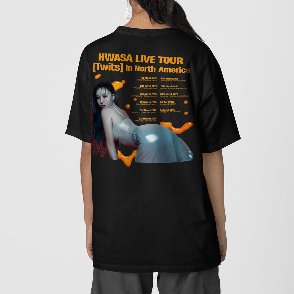Hwasa World Tour in North America 2025 T-Shirt - Back view, Y2K kpop concert tee