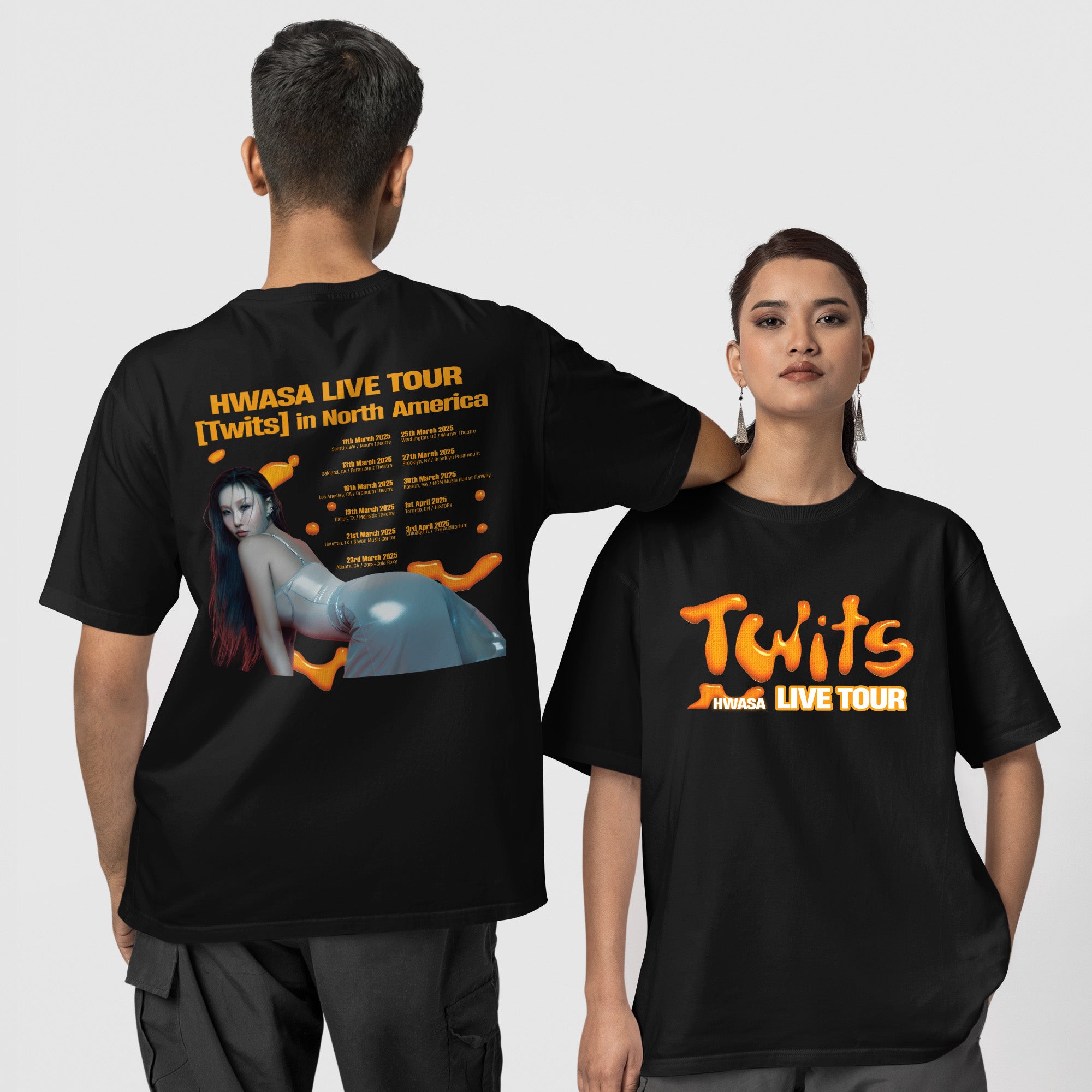Hwasa World Tour in North America 2025 T-Shirt - Couple 1 view, Y2K kpop concert tee