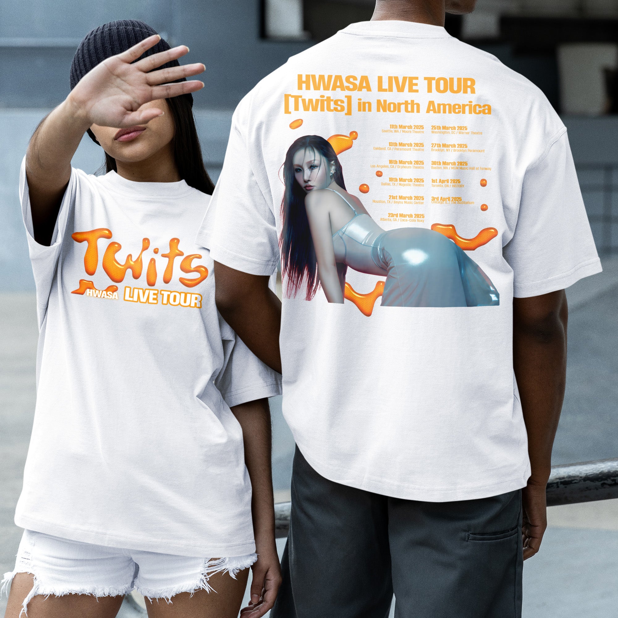 Hwasa World Tour in North America 2025 T-Shirt - Couple 2 view, Y2K kpop concert tee