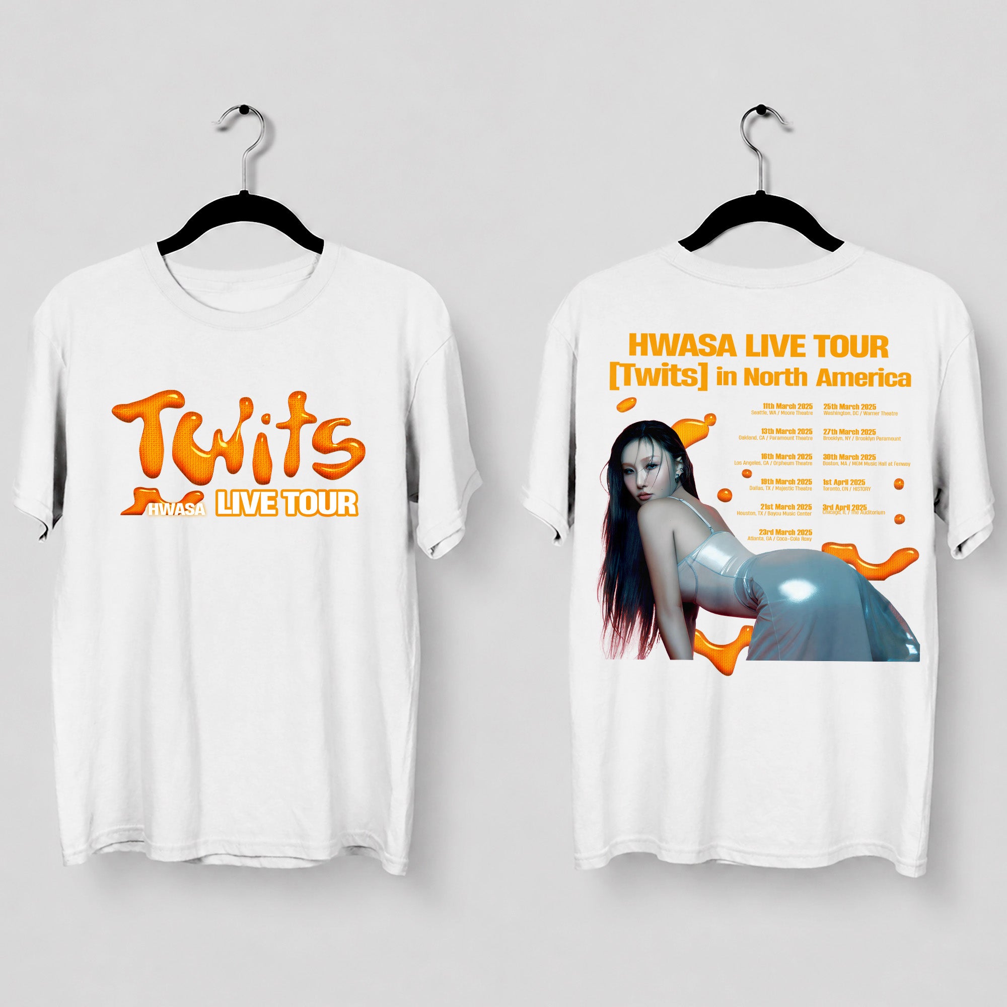 Hwasa World Tour in North America 2025 T-Shirt - Main view, Y2K kpop concert tee