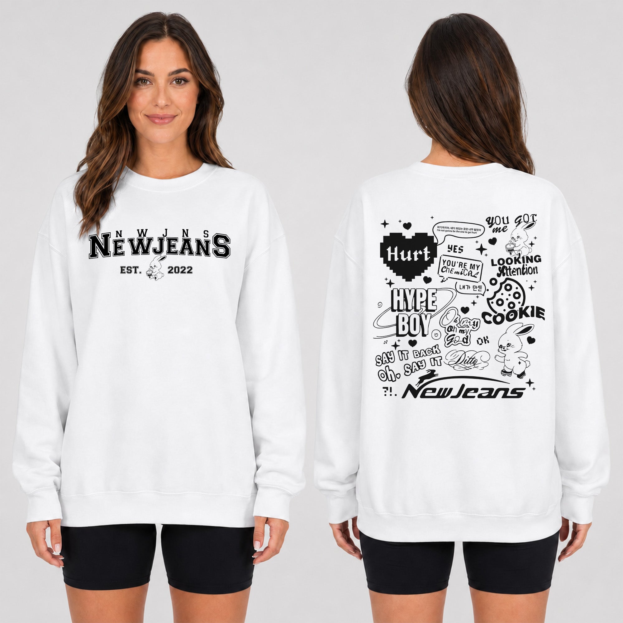 NewJeans Song Titles Sweatshirt - Women view, Y2K kpop concert sweatshirt