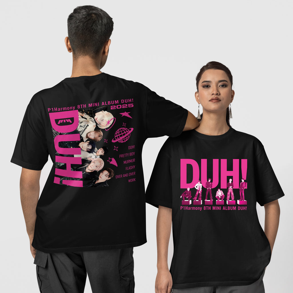 P1Harmony 8th Mini Album Duh! T-Shirt - Couple 1 view, Y2K kpop concert tee