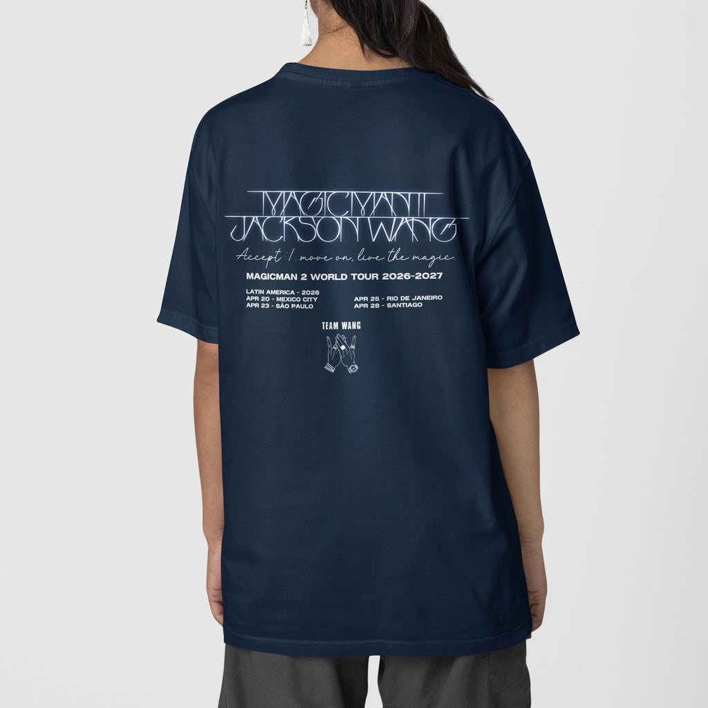 Jackson Wang Retro Magicman Tour T-Shirt - Back view, Y2K kpop concert tee