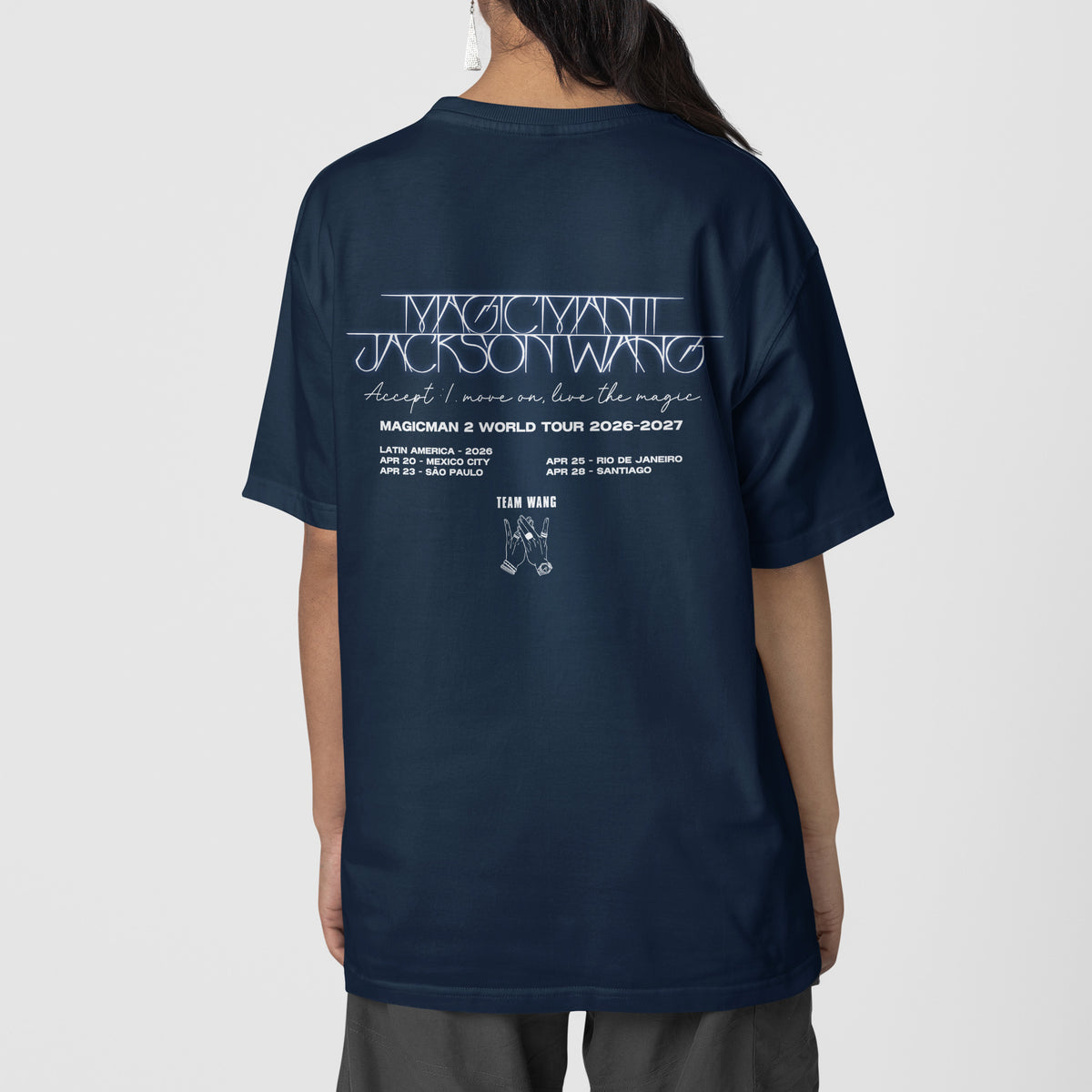 Jackson Wang Retro Magicman Tour T-Shirt - Back view, Y2K kpop concert tee