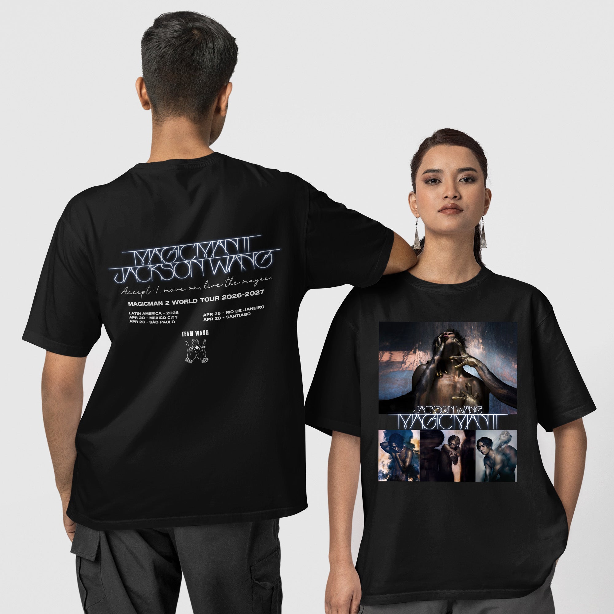 Jackson Wang Retro Magicman Tour T-Shirt - Couple 1 view, Y2K kpop concert tee