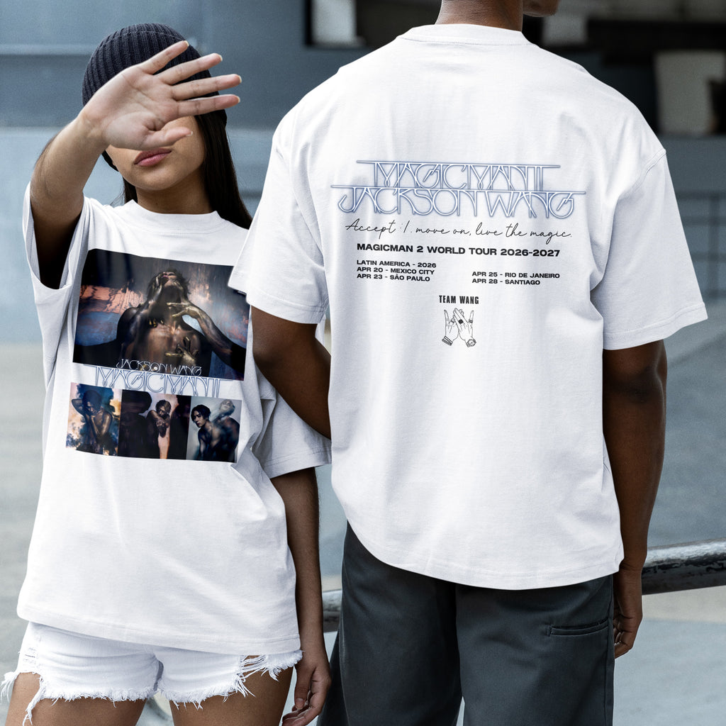 Jackson Wang Retro Magicman Tour T-Shirt - Couple 2 view, Y2K kpop concert tee