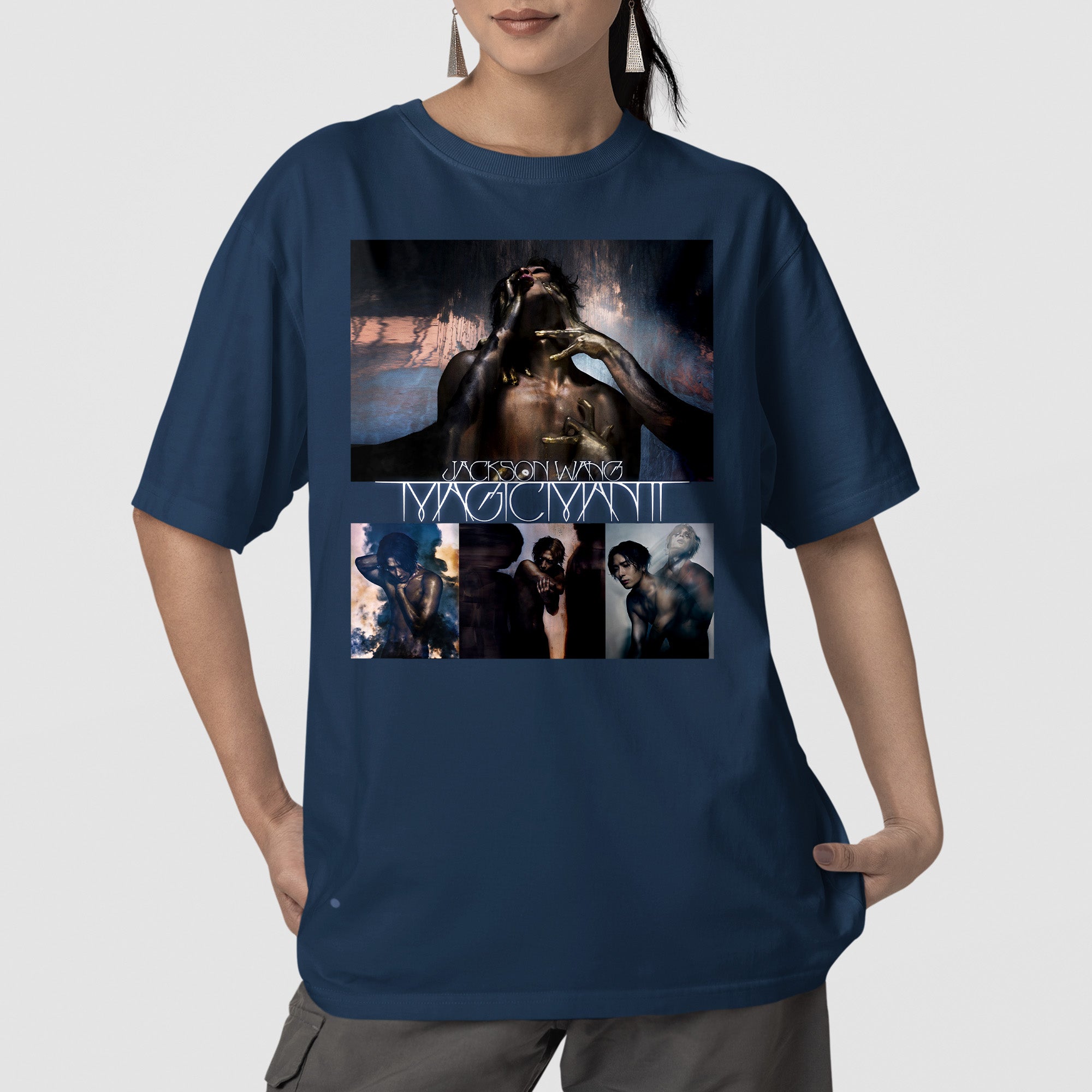 Jackson Wang Retro Magicman Tour T-Shirt - Front view, Y2K kpop concert tee