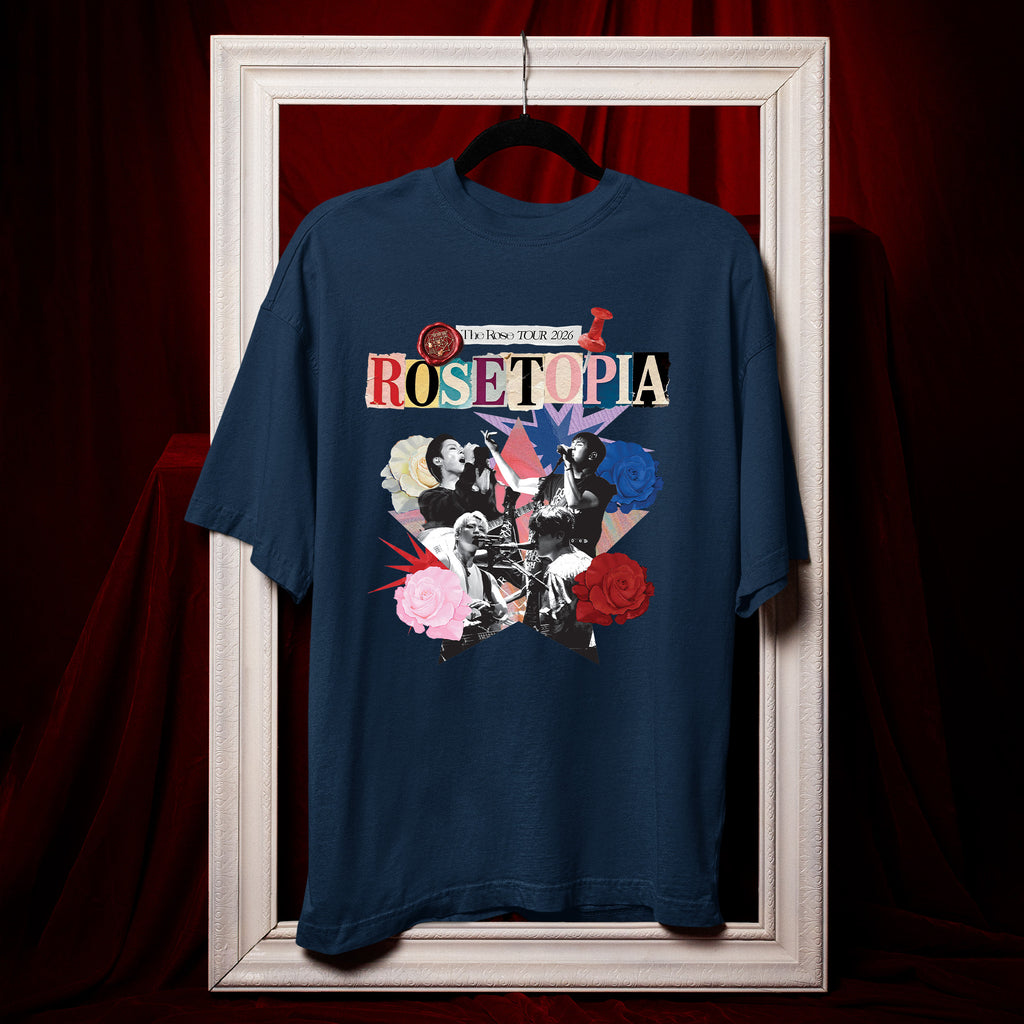 The Rose Rosetopia World Tour 2026 T-Shirt - Hang view, Y2K kpop concert tee