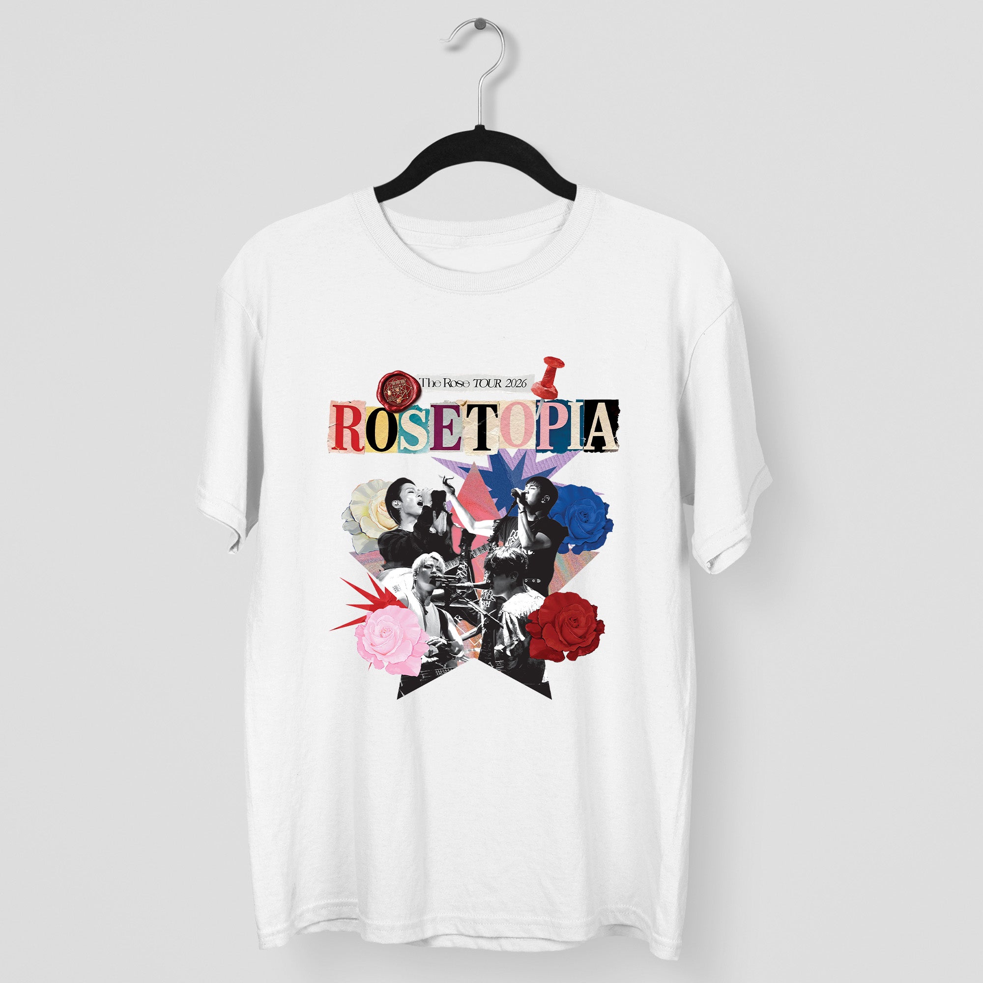 The Rose Rosetopia World Tour 2026 T-Shirt - Main view, Y2K kpop concert tee