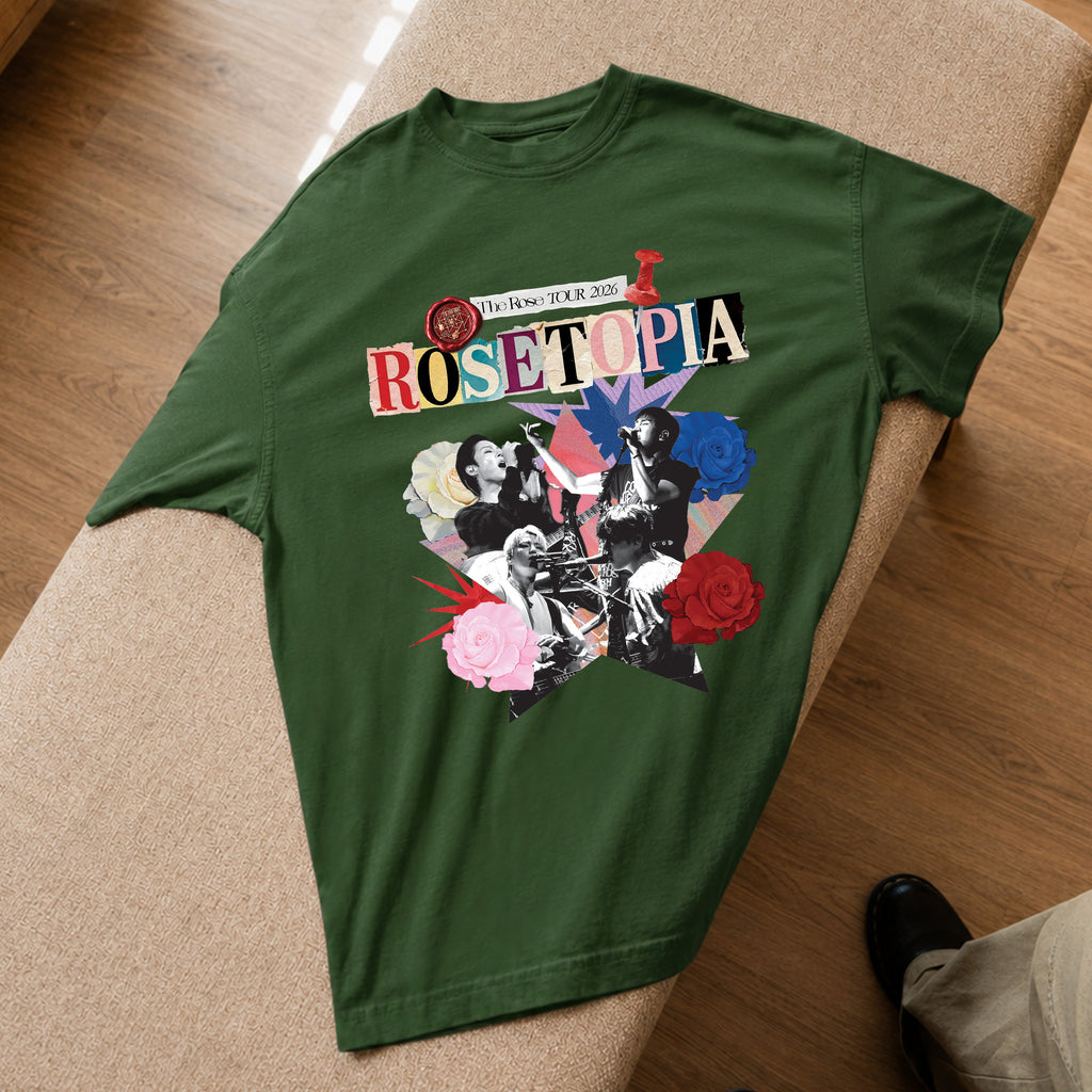 The Rose Rosetopia World Tour 2026 T-Shirt - Spread view, Y2K kpop concert tee