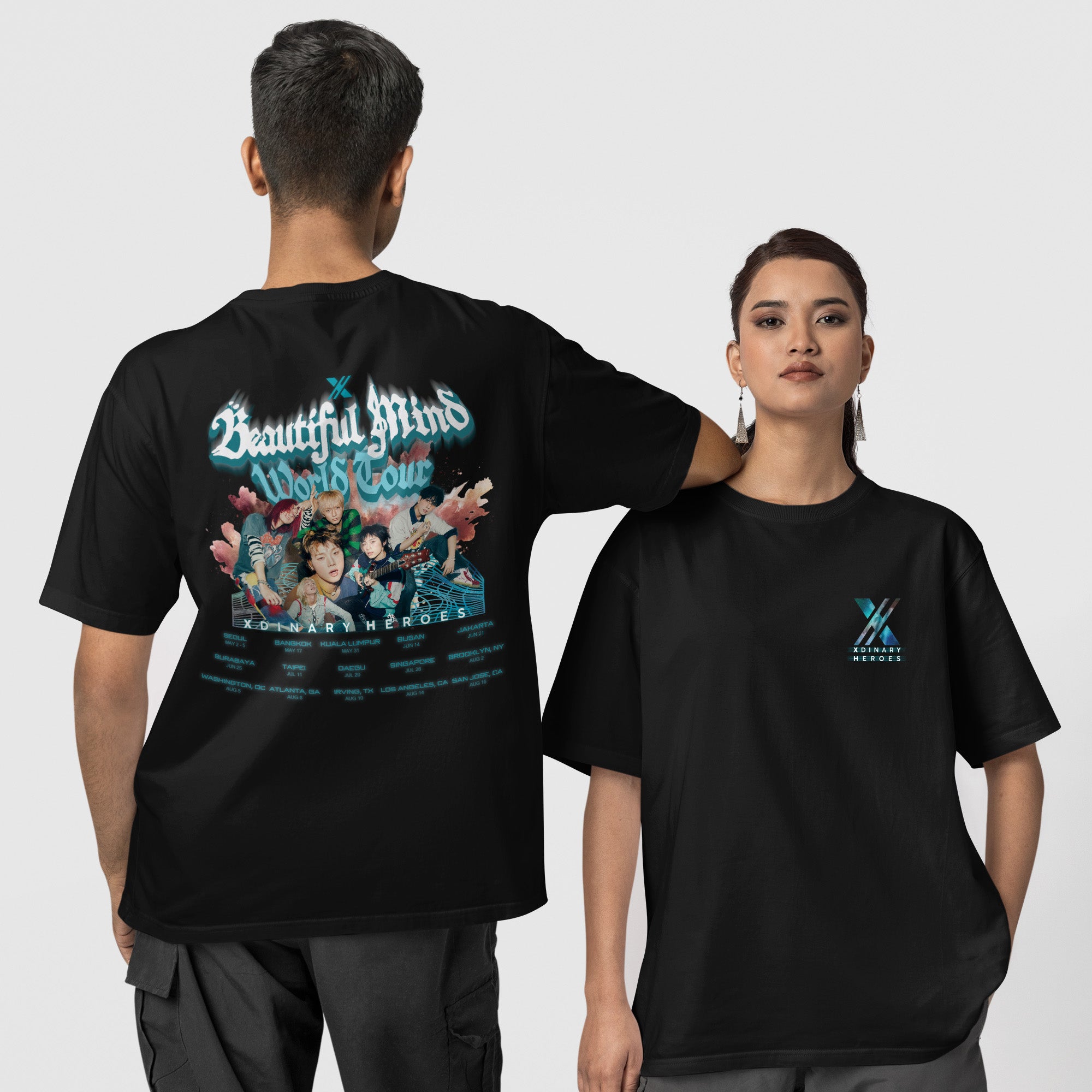 XDINARY HEROES World Tour 2025 T-Shirt - Couple 1 view, Y2K kpop concert tee