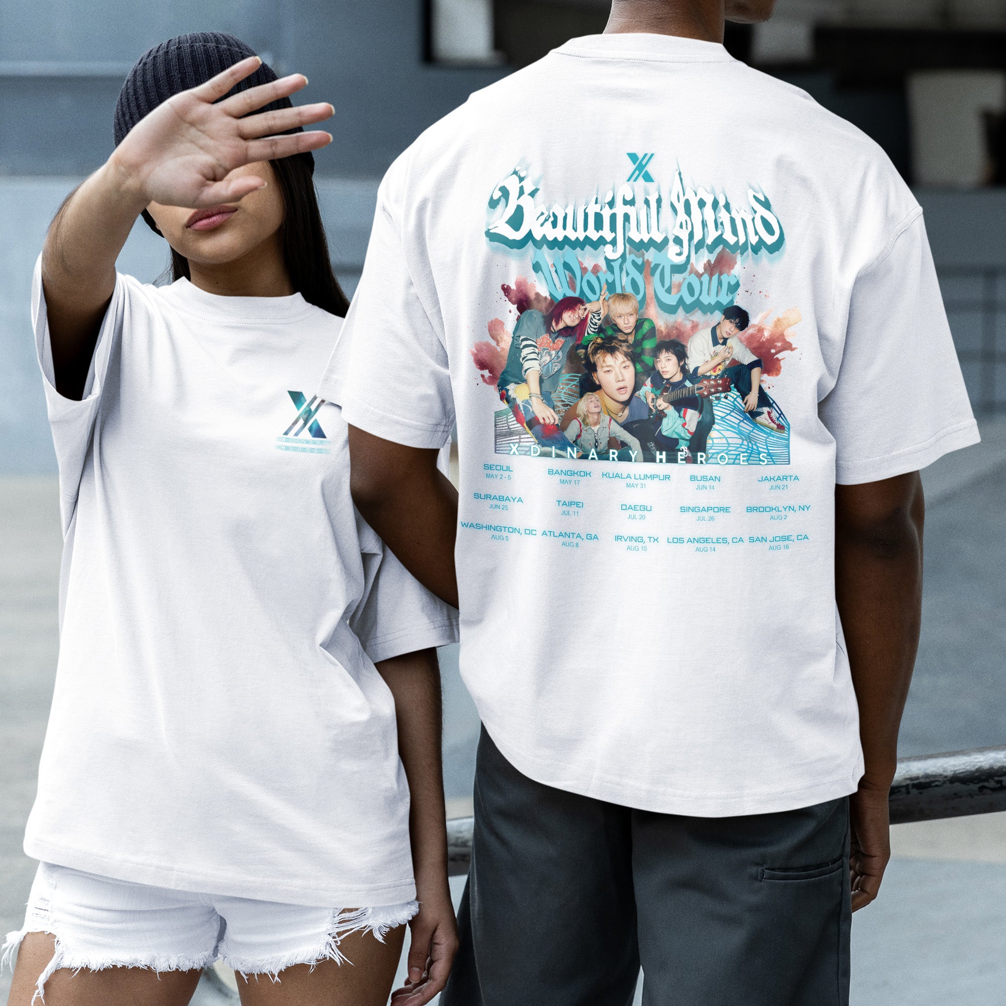 XDINARY HEROES World Tour 2025 T-Shirt - Couple 2 view, Y2K kpop concert tee