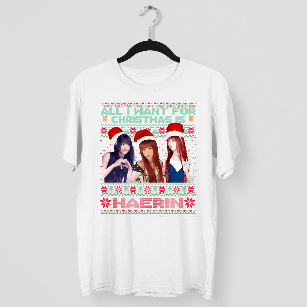 All You Want For Christmas Is Haerin T-Shirt - Main view, Y2K kpop concert tee