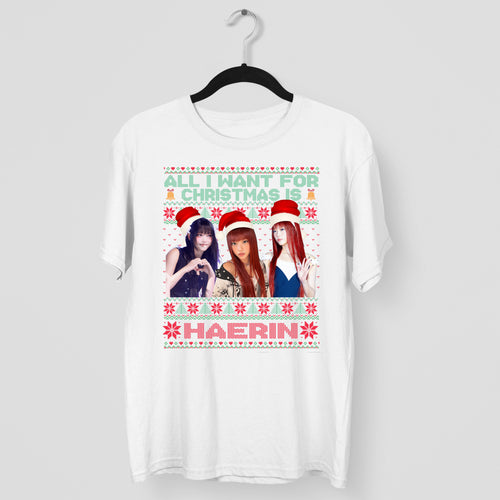 All You Want For Christmas Is Haerin T-Shirt - Main view, Y2K kpop concert tee