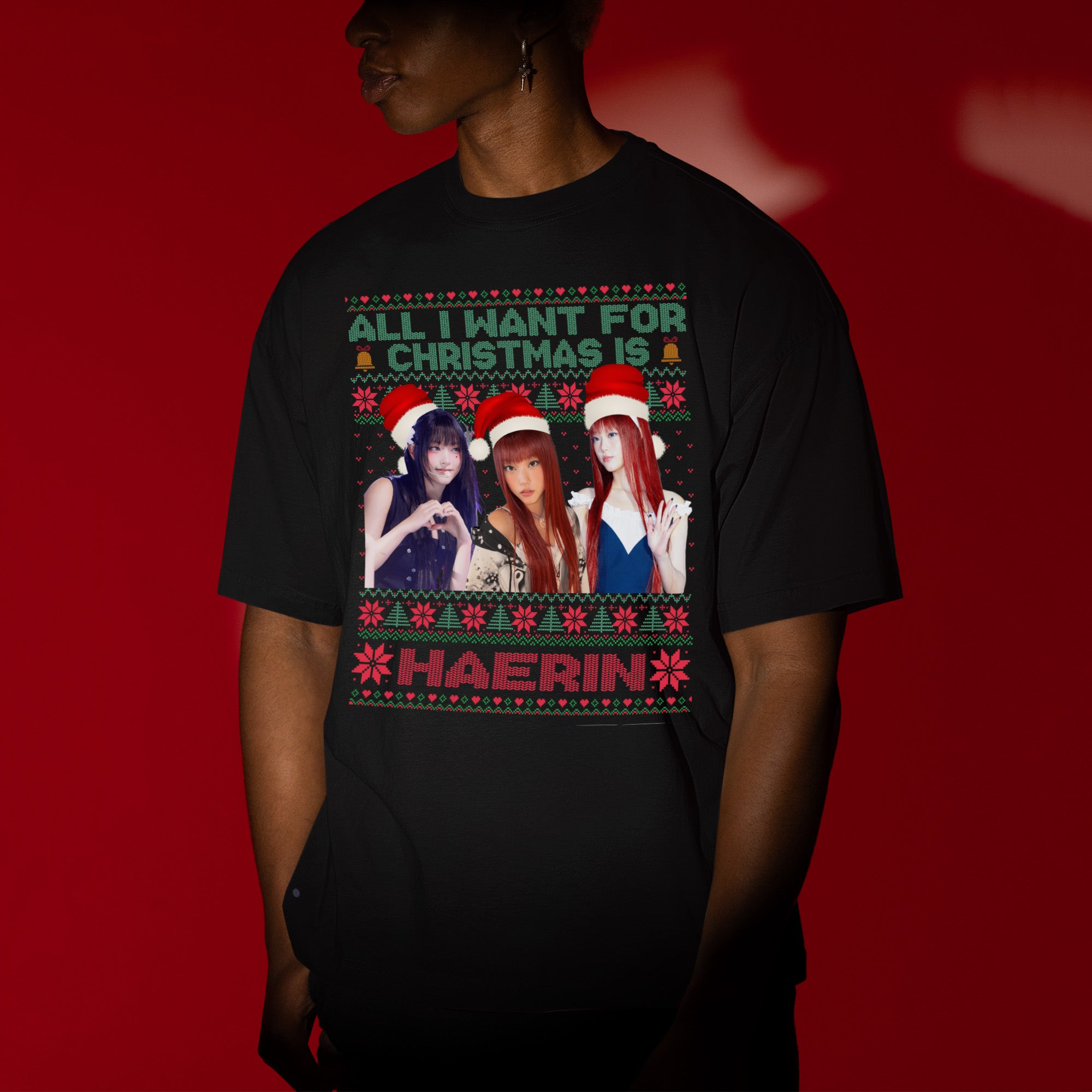 All You Want For Christmas Is Haerin T-Shirt - Men view, Y2K kpop concert tee