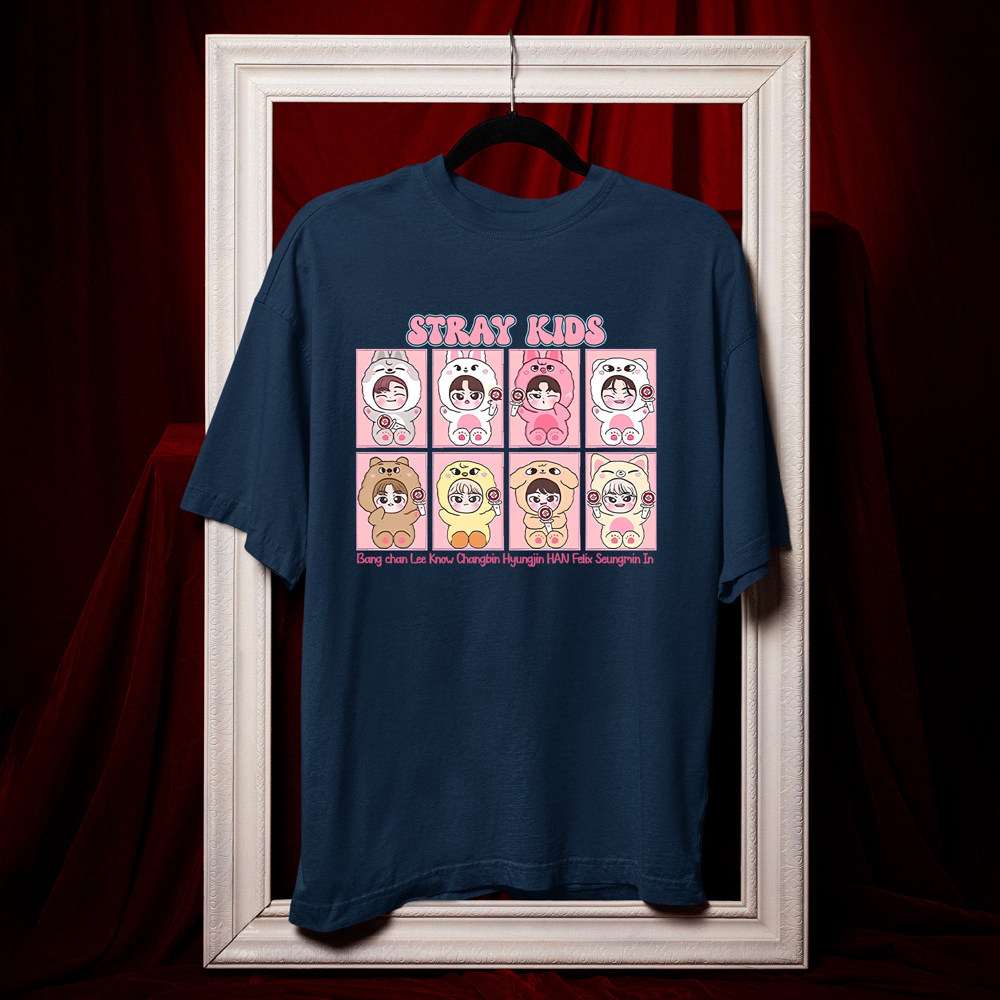 Stray Kids Cute Member T-Shirt - Hang view, Y2K kpop concert tee