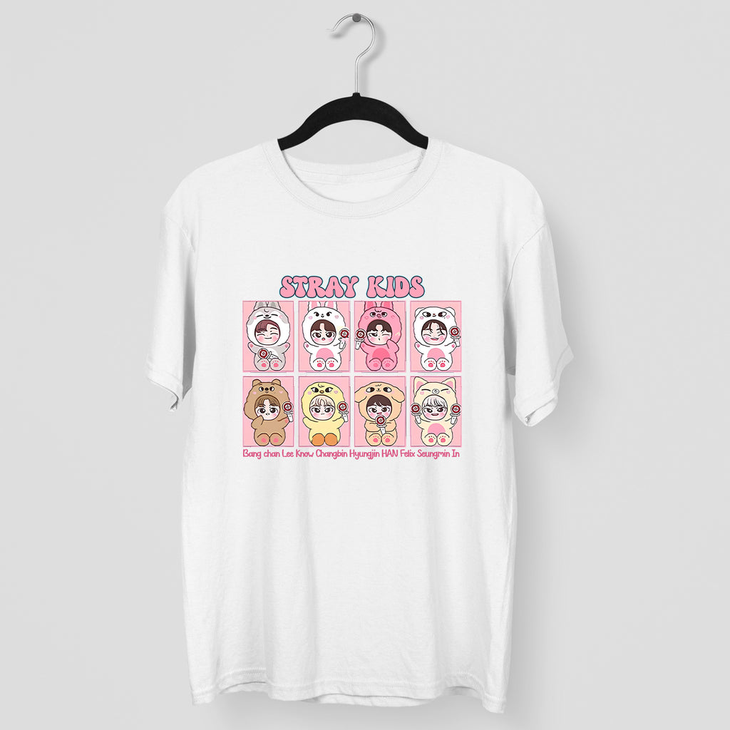 Stray Kids Cute Member T-Shirt - Main view, Y2K kpop concert tee