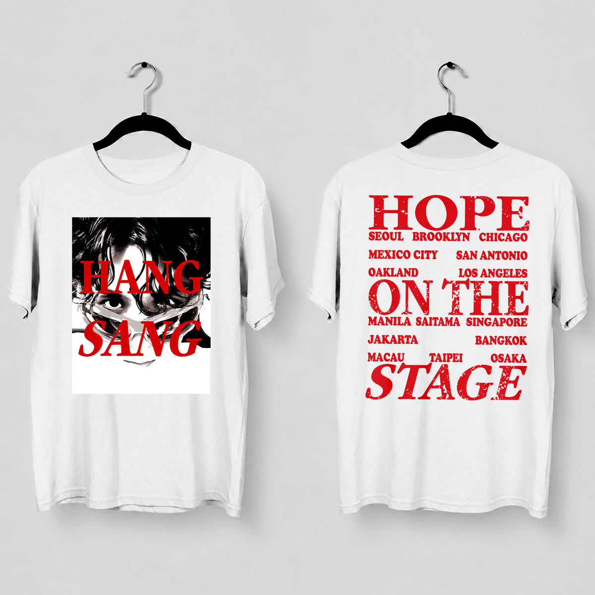 BTS J-Hope Hang Sang Hope 1st Tour T-Shirt - Main view, Y2K kpop concert tee
